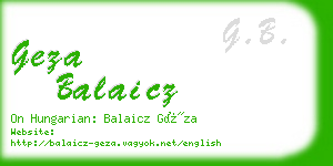geza balaicz business card